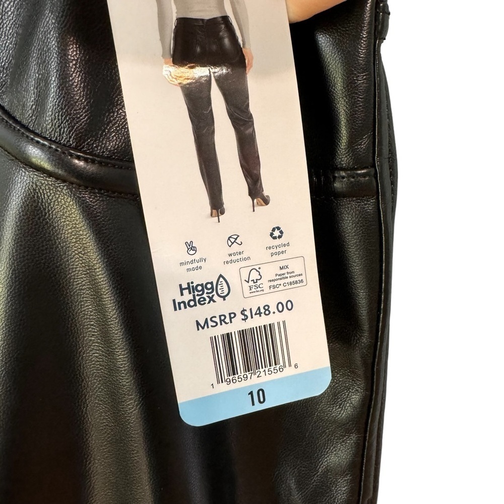 JOIE Limited Edition Faux Leather Straight Leg Pants in Black. High Rise NWT. 10 - Picture 11 of 16